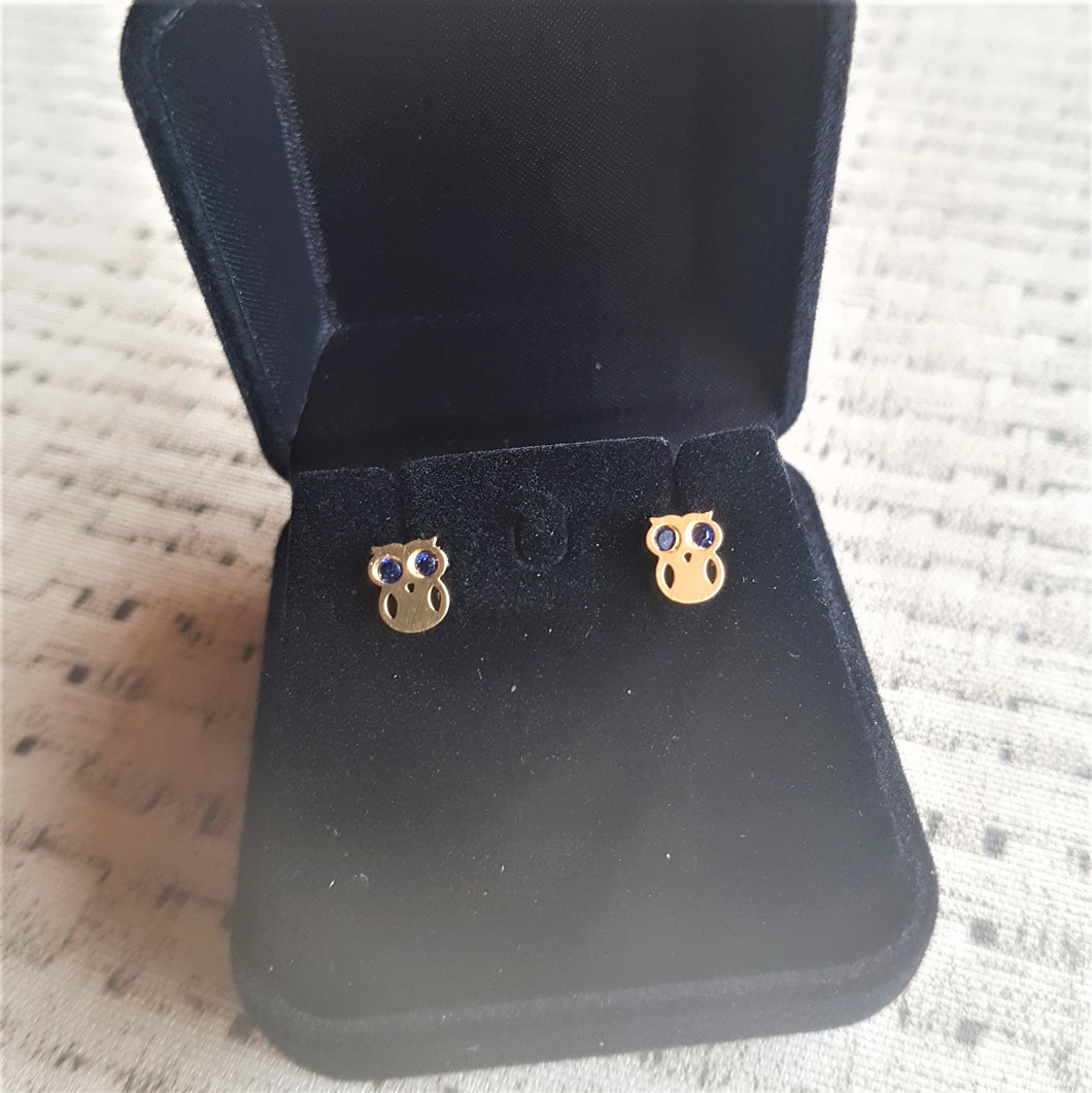 Brinco Infantil Coruja com Zircônia - Ouro 18k