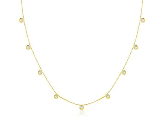 Colar Zircônias Mini Choker - Ouro 18k